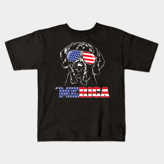 Proud Great Dane American Flag Merica patriotic dog Kids T-Shirt by wilsigns